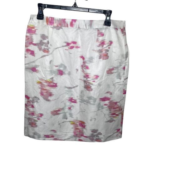NWT Banana Republic White Pink Floral Abstract Wrap Style Skirt‎ W/pockets-SZ 8 - Picture 5 of 6